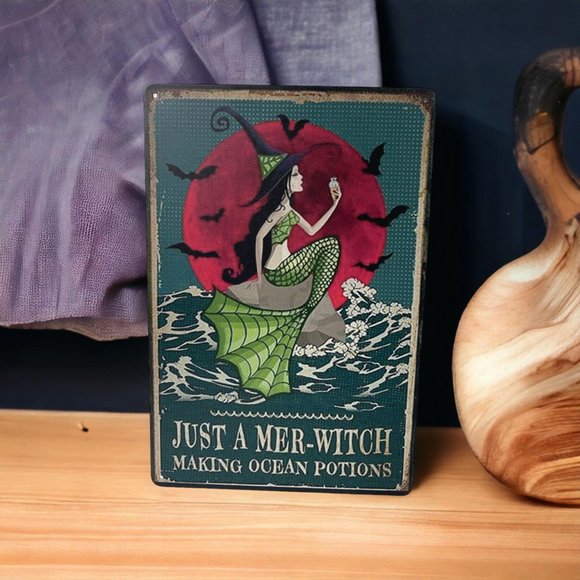 Mermaid Metal Poster Just a Mer- Witch Making sea Potions Interesting - Picture 3 of 7